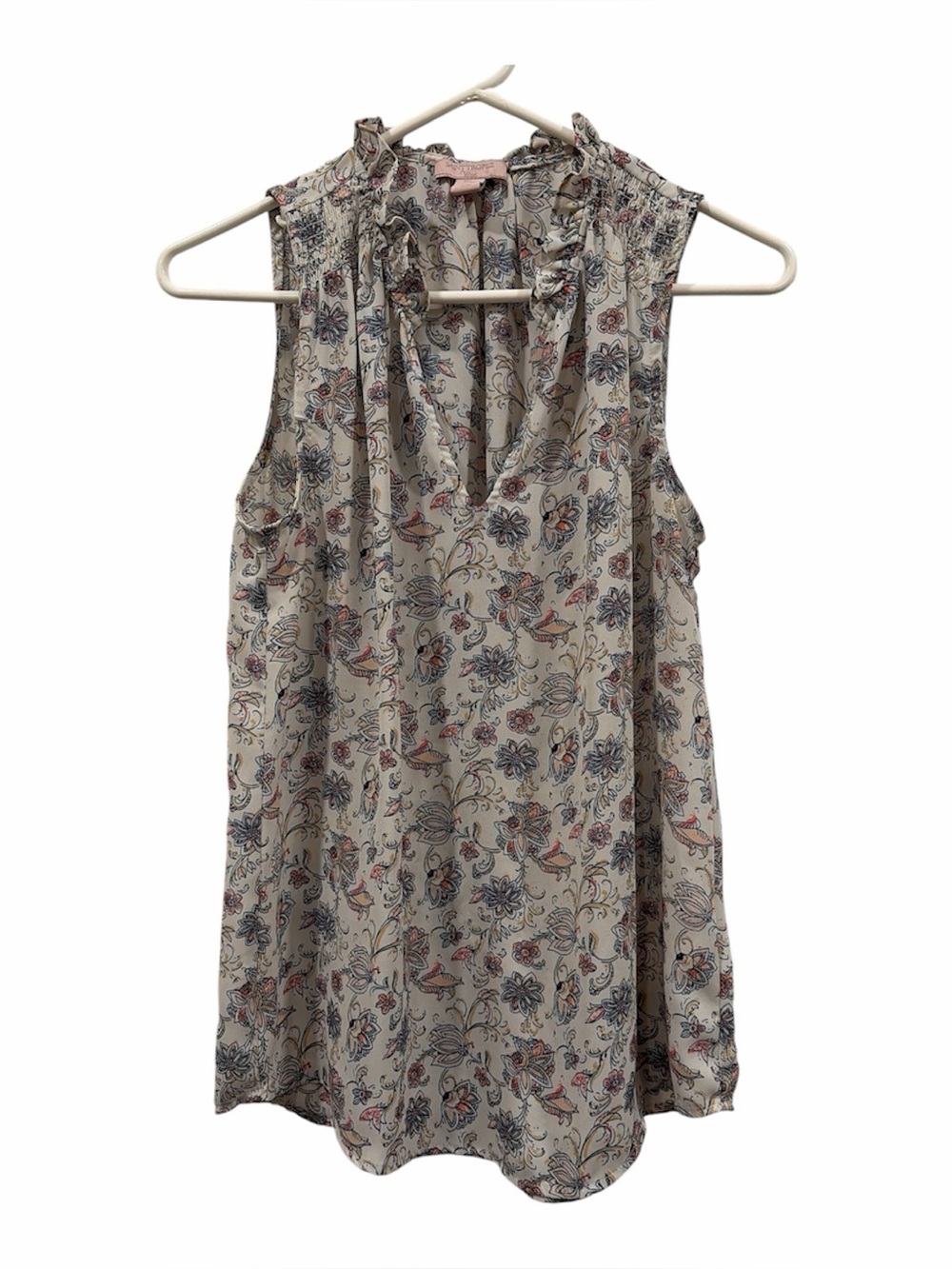 Saint Tropez Floral Ruffle Sleeveless Top - Cream